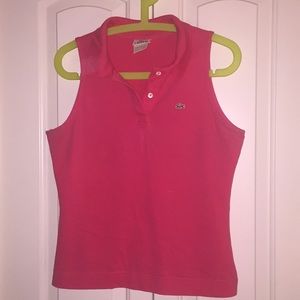 Bright pink sleeveless Lacoste polo